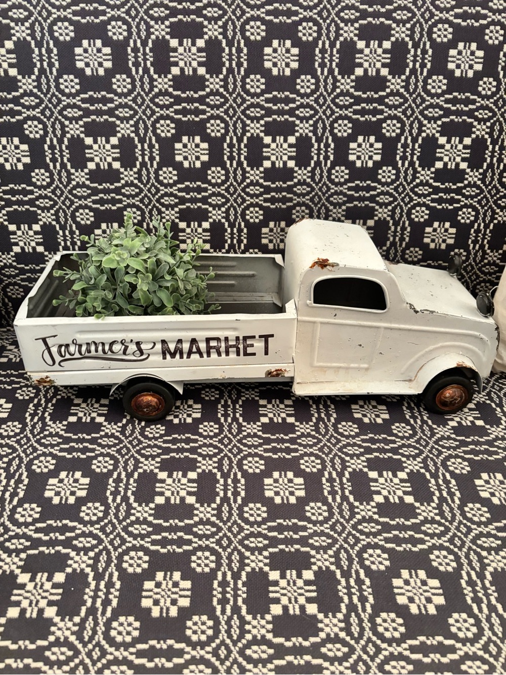Farmers Market White Vintage Truck